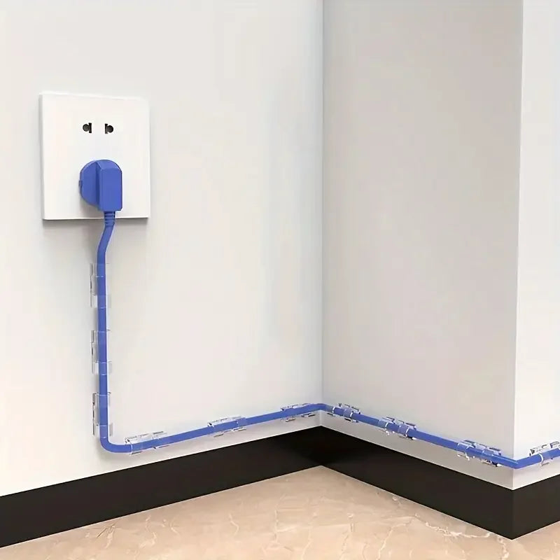 Clear Plastic Cable Clips - Transparent Wire Organizers for Wall & Desk Cable Management, Adhesive Cord Holders