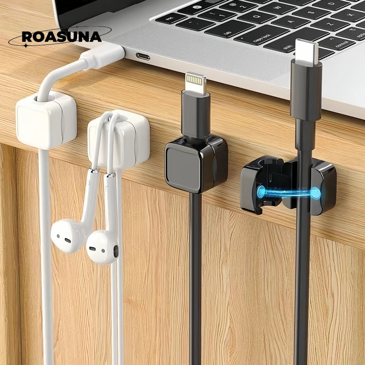 Magnetic Cable Clips:Adjustable Cord Holder for under Desk Cable Management-Smooth Wire Keeper & Organizer Desk Organiser