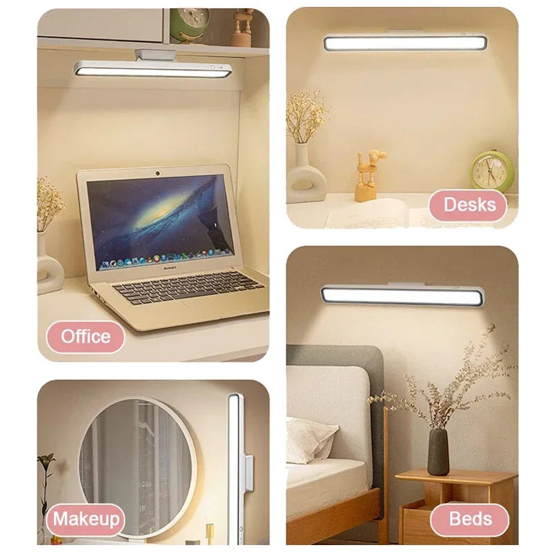 LED Desk Lamps USB Rechargeable Night Light Stepless Dimming Table Lamp Hanging Magnetic Bedroom Table Reading Learning Lighting