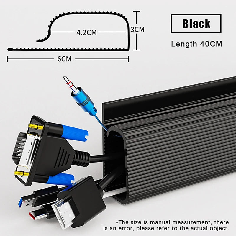 Channel Desk Cable Organizer Cable Management Accessories White Cable Protector No Drilling under Desk Management Tray