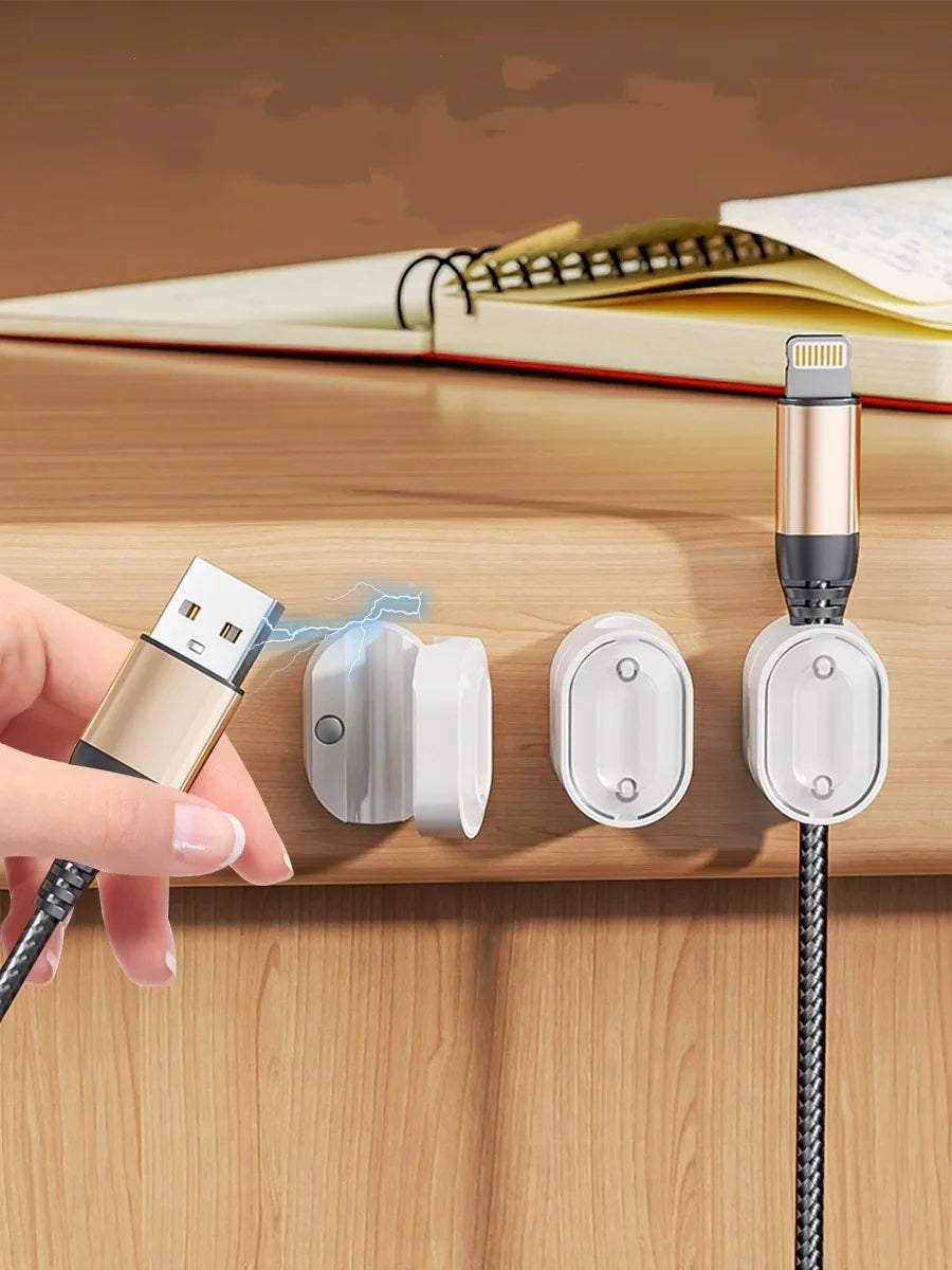 Magnetic Cable Clips Cable Smooth Adjustable Cord Holder under Desk Cable Management Wire Keeper Cable Organizer ﻿
