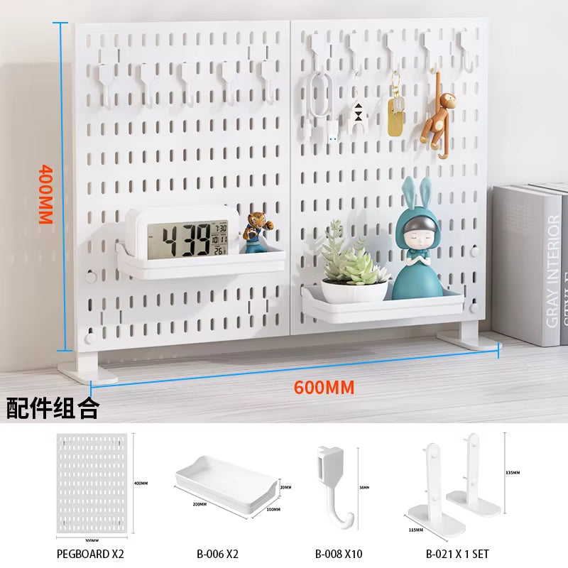 Office Desk Pegboard – Stand or Clamp Mount Options, Reusable Storage Rack Organizes Files, Tools & Stationery