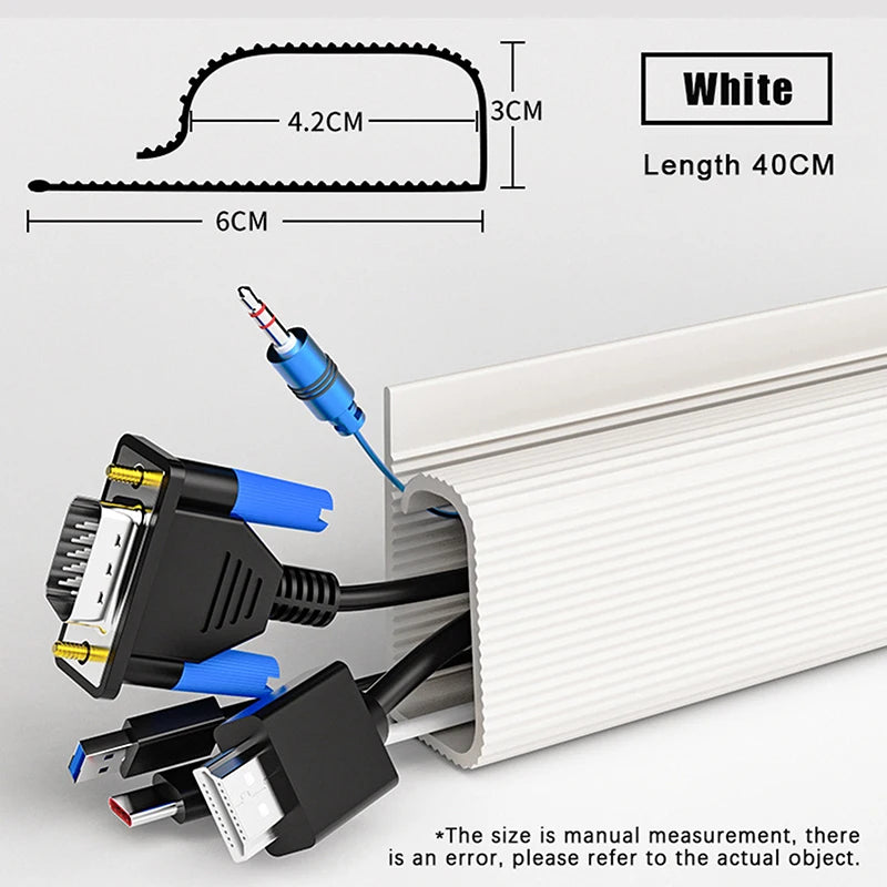 Channel Desk Cable Organizer Cable Management Accessories White Cable Protector No Drilling under Desk Management Tray