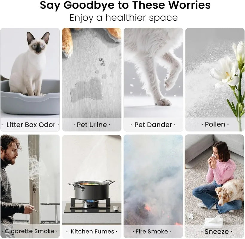 Smart Pet Air Purifiers for Home Large Room up to 2500 Ft², H13 HEPA Air Purifiers for Home Pets with Wifi, Double-Sided Air Inl