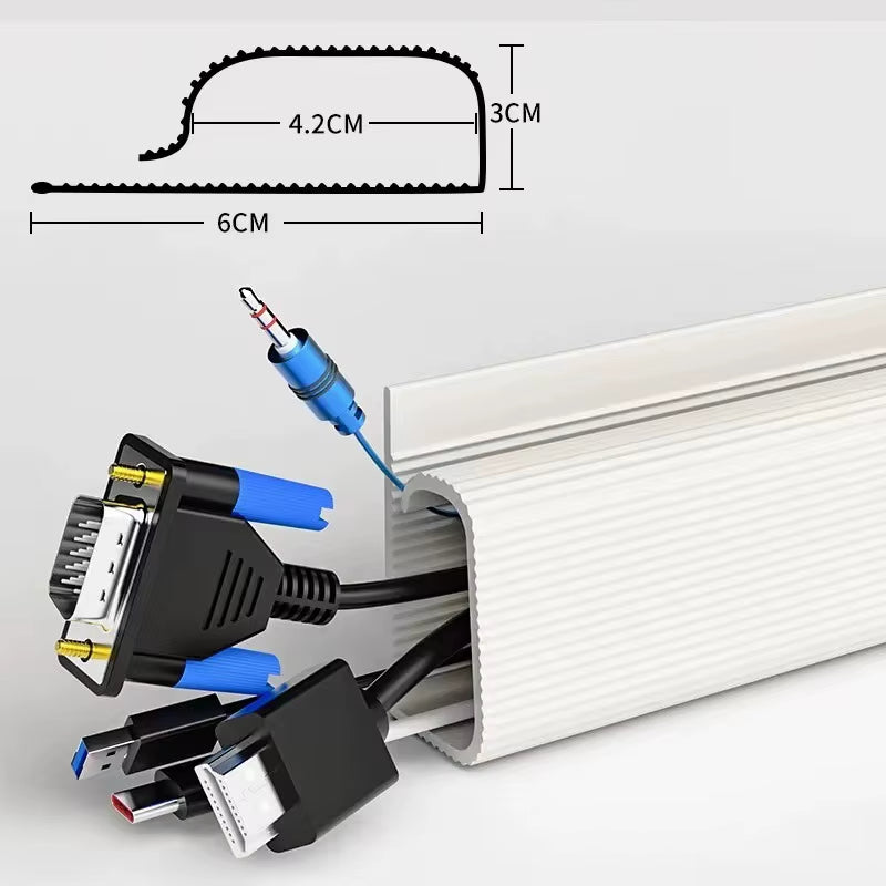 Channel Desk Cable Organizer Cable Management Accessories White Cable Protecter No Drilling under Desk Management Tray