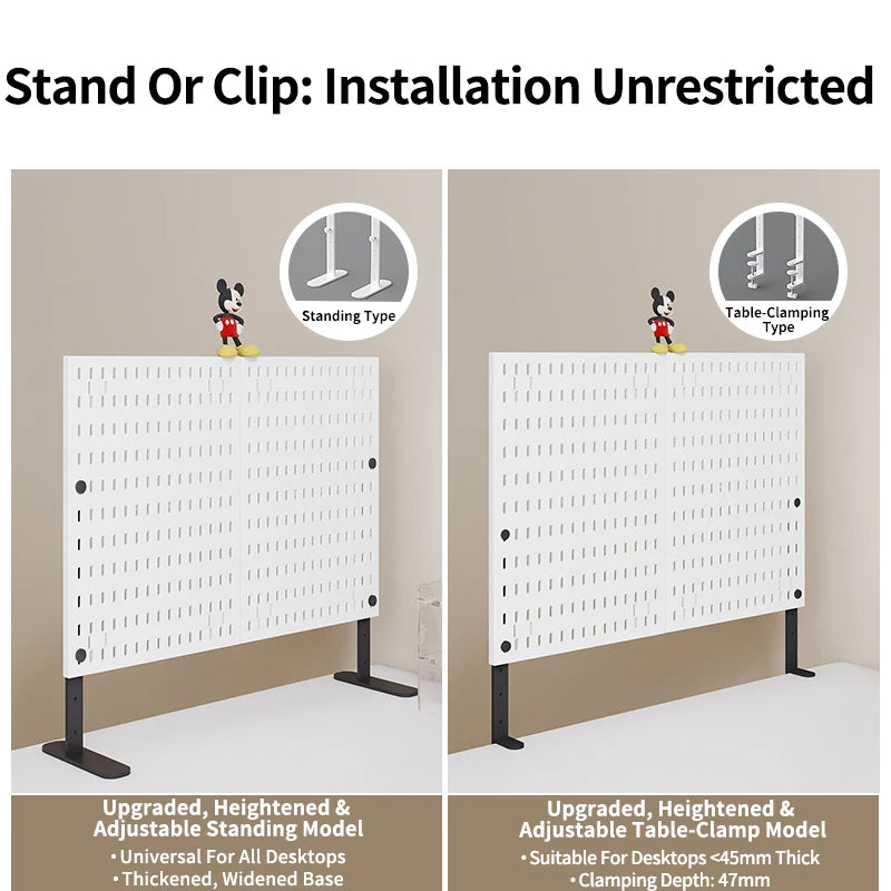 Office Desk Pegboard – Stand or Clamp Mount Options, Reusable Storage Rack Organizes Files, Tools & Stationery