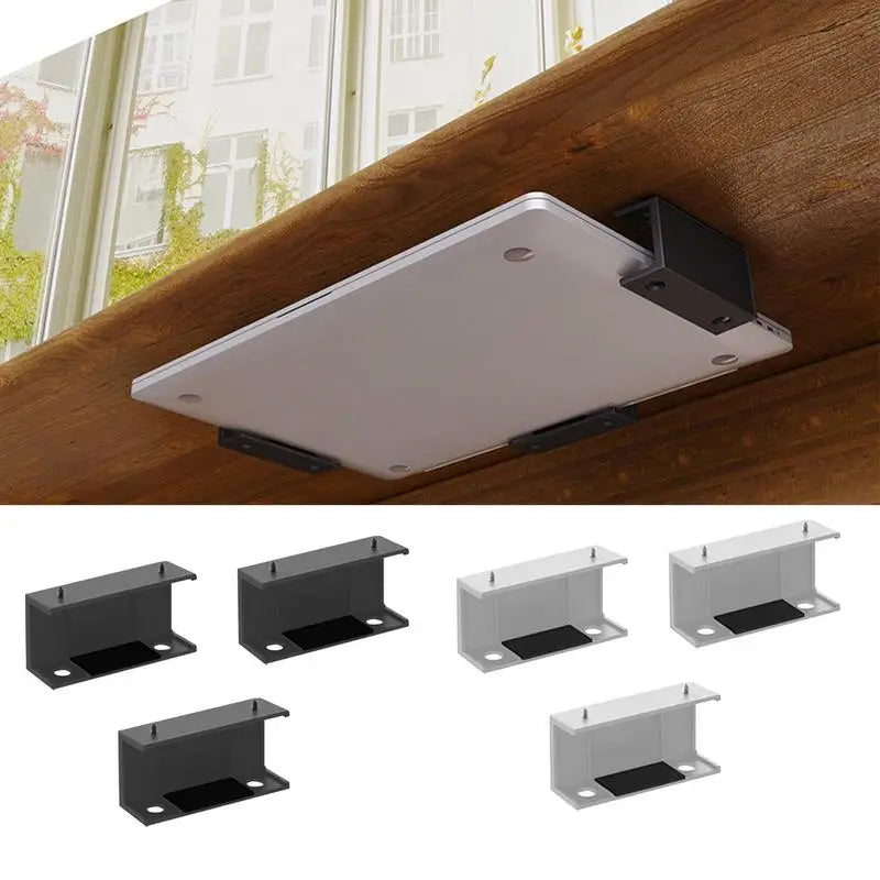 Under Desk Laptop Mount ABS under Desk Shelf Holder for Notebooks, Tablets, Cable Boxes, Modems, Smart TV Boxes