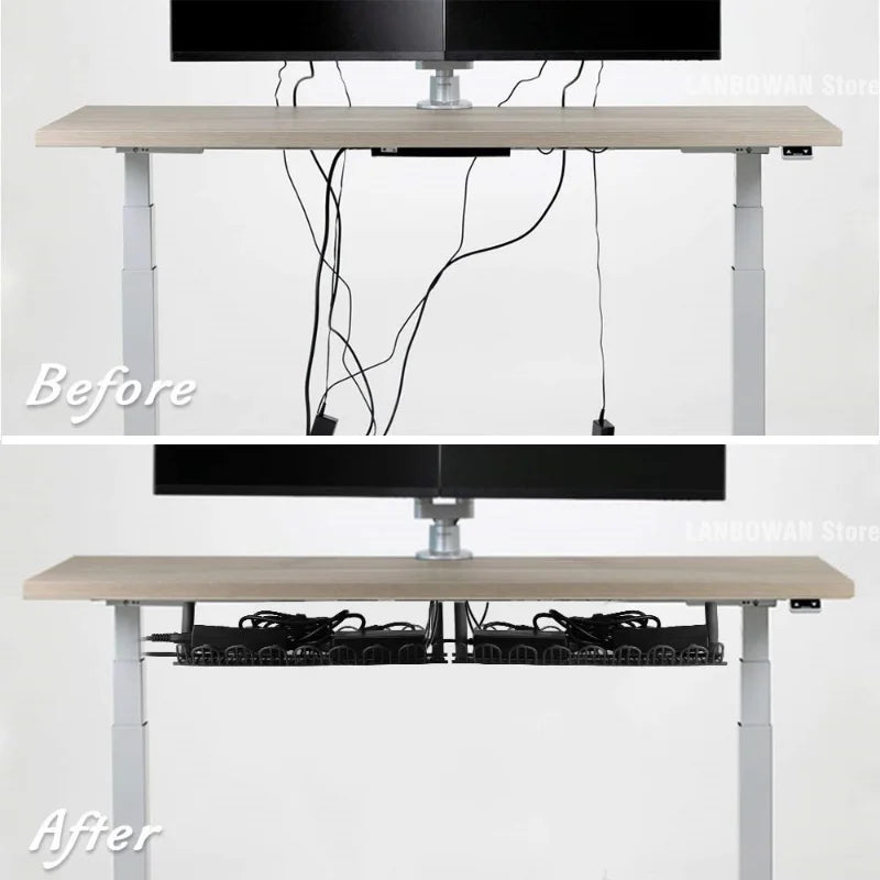 Desk Cable Management Tray under Table Socket Hang Holder Power Strip Storage Rack for Offices Living Room Wire Cord Organizer