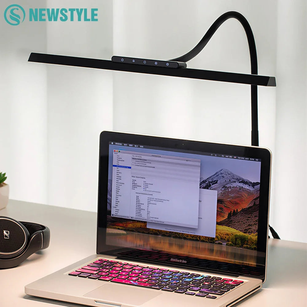 LED Full-Spectrum Eye-Caring Desk Lamp with Flexible Gooseneck Stepless Dimming Flicker-Free Touch Control Desk Lamp for Home