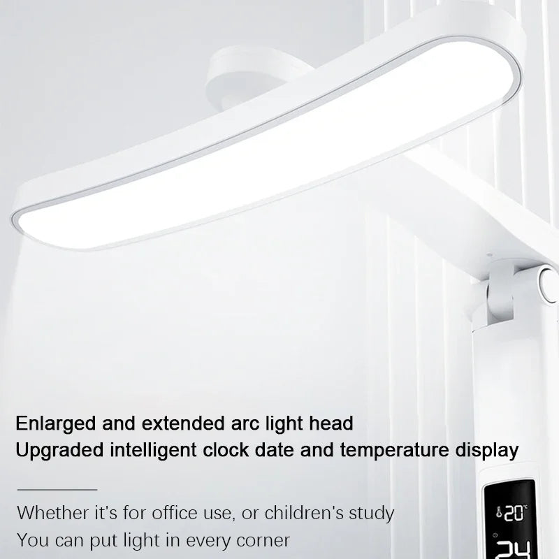 Clock LED Table Lamp USB Chargeable Dimmable Desk Lights Foldable Eye Protection Desktop Study Desk Reading Night Light Lamps