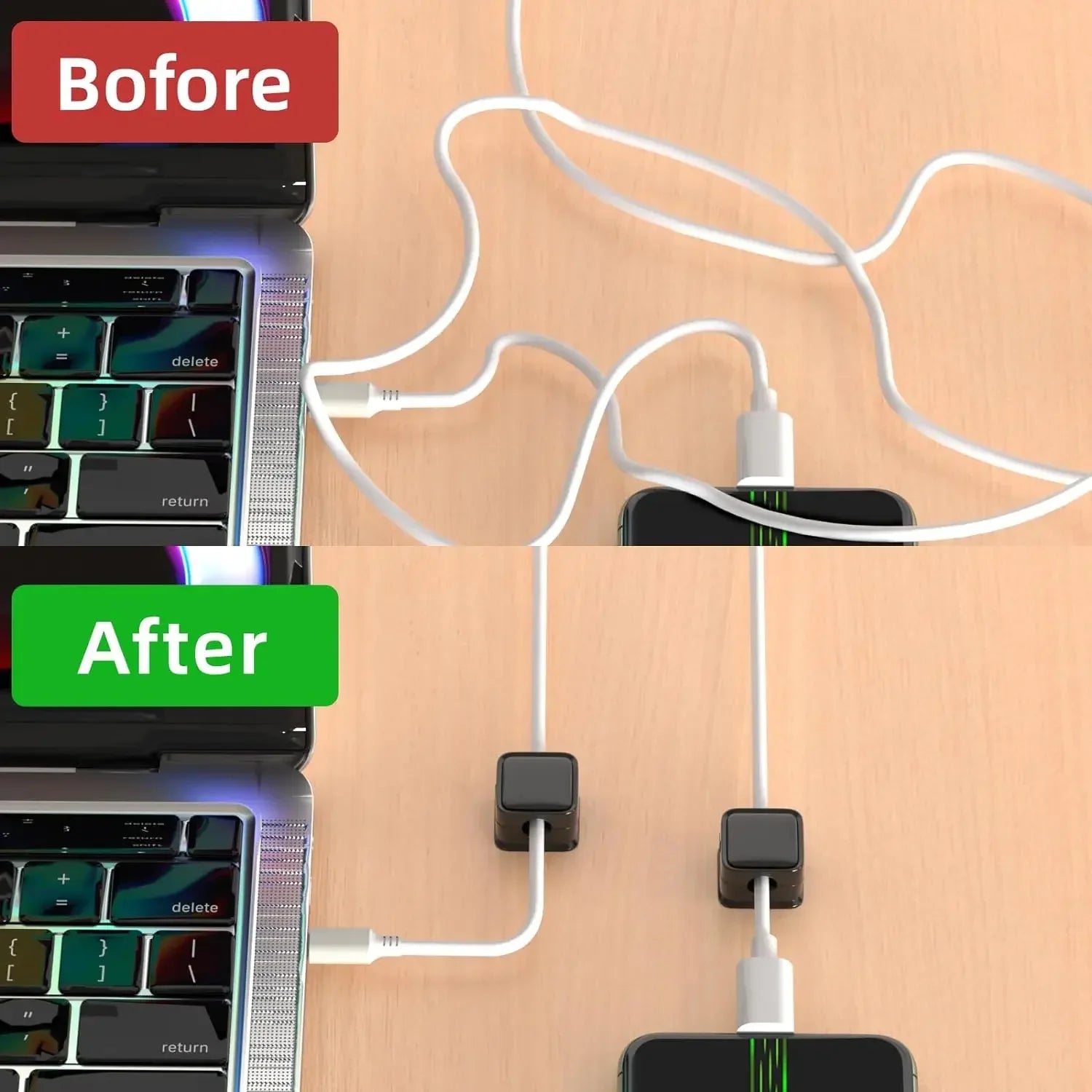 Magnetic Cable Clips:Adjustable Cord Holder for under Desk Cable Management-Smooth Wire Keeper & Organizer Desk Organiser
