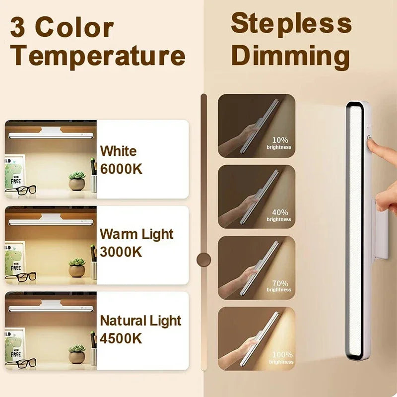 LED Desk Lamps USB Rechargeable Night Light Stepless Dimming Table Lamp Hanging Magnetic Bedroom Table Reading Learning Lighting