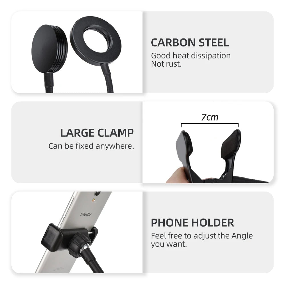DC5V USB LED Desk Lamps Dimmable LED Selfie Beauty Lamps Flexible USB Mirror Lighting 10W 12W Reading Lamp for Tik Tok Live Show