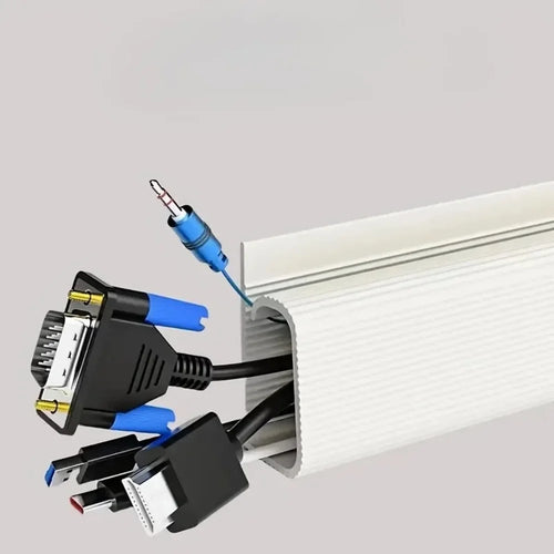 1PC 40Cmx5.1Cm Under-Desk Cable Organizer - Self-Adhesive Cable Raceway, Home & Office Cable No Drilling under Desk Solution