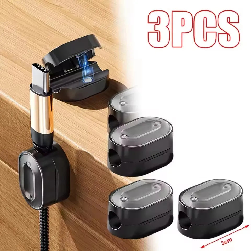 Magnetic Cable Clips Cable Smooth Adjustable Cord Holder under Desk Cable Management Wire Keeper Cable Organizer ﻿