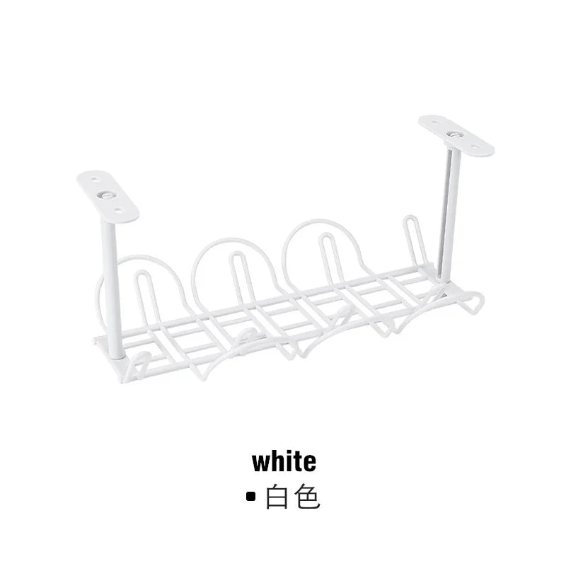 Desk Cable Management Tray under Table Socket Hang Holder Power Strip Storage Rack for Offices Living Room Wire Cord Organizer