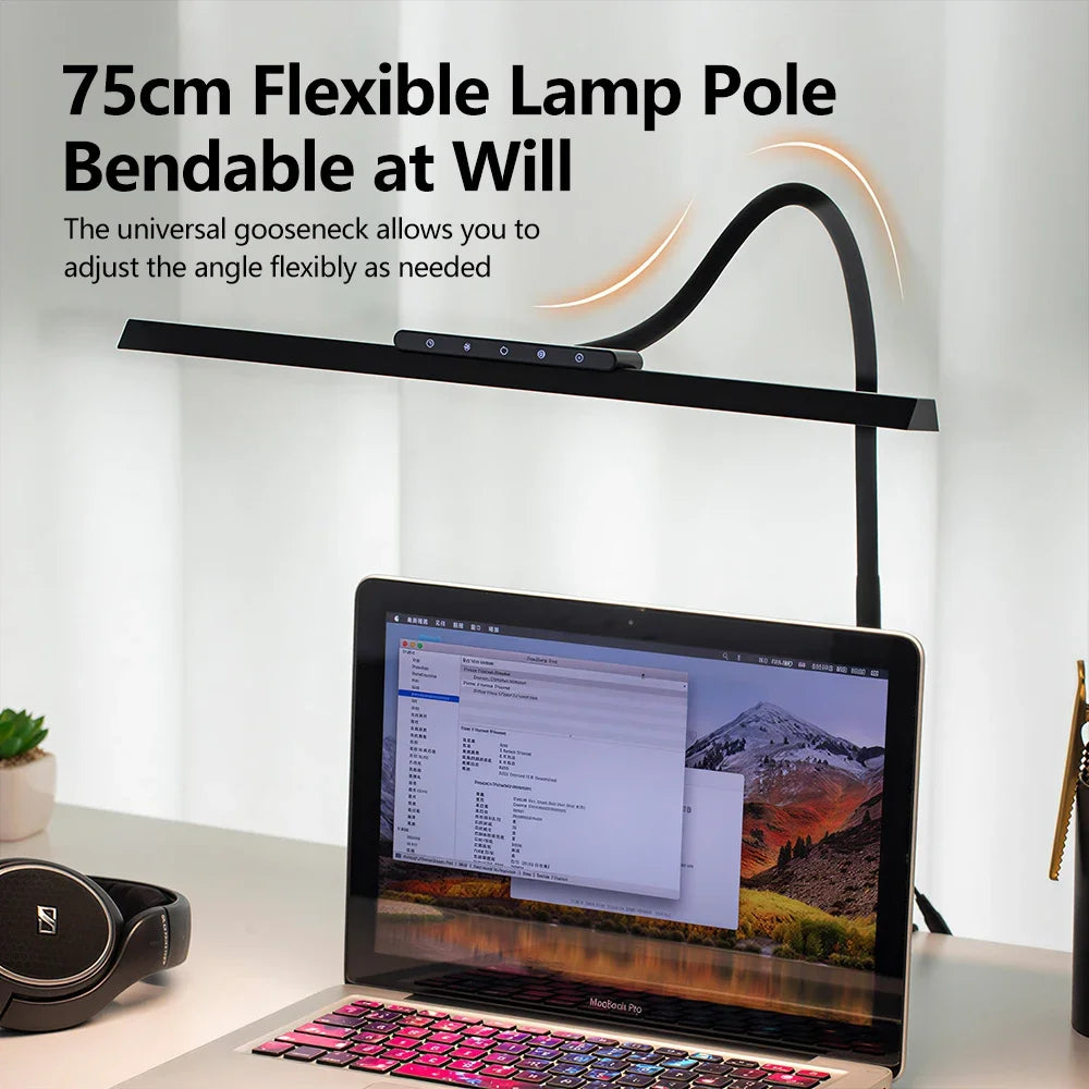 LED Full-Spectrum Eye-Caring Desk Lamp with Flexible Gooseneck Stepless Dimming Flicker-Free Touch Control Desk Lamp for Home