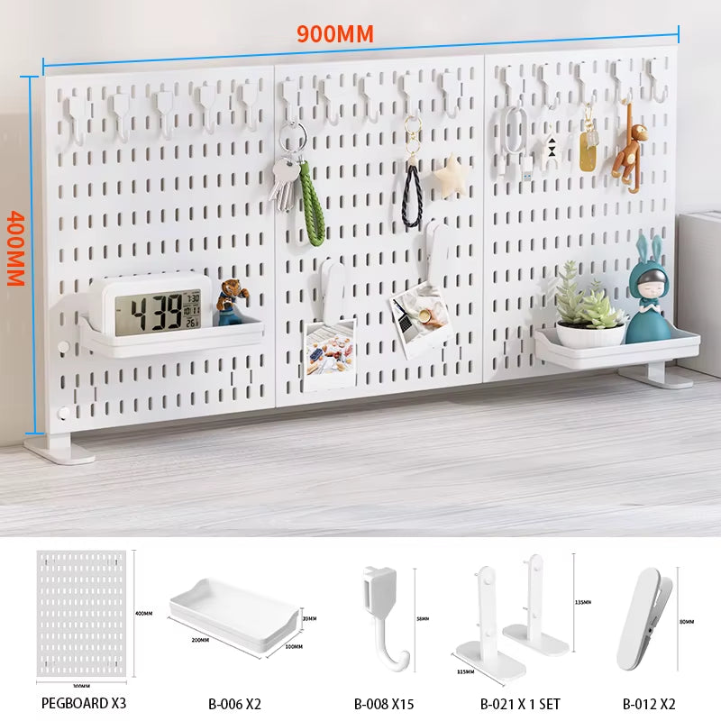 Office Desk Pegboard – Stand or Clamp Mount Options, Reusable Storage Rack Organizes Files, Tools & Stationery