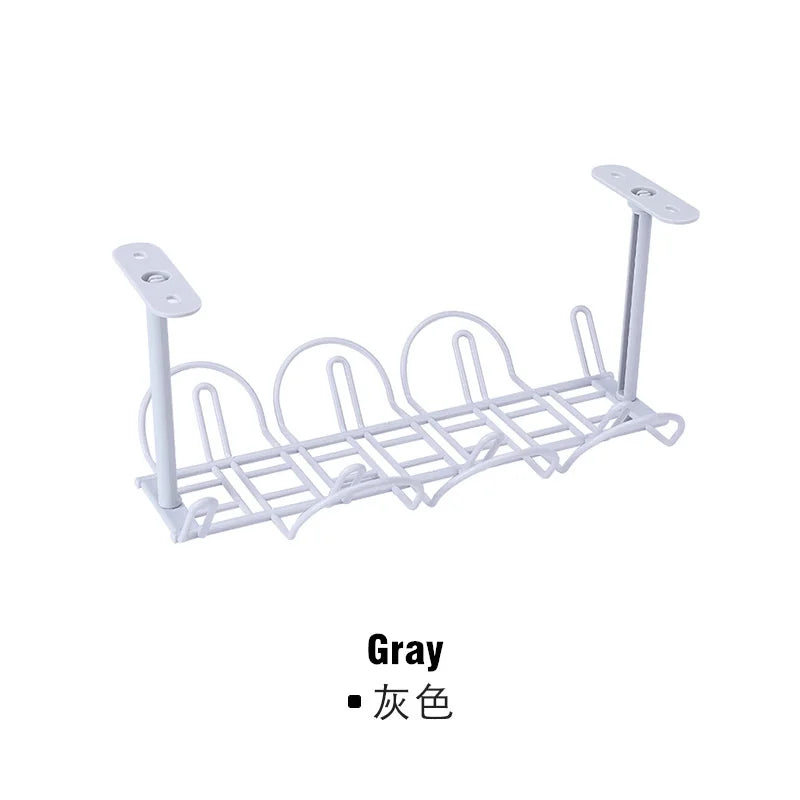 Desk Cable Management Tray under Table Socket Hang Holder Power Strip Storage Rack for Offices Living Room Wire Cord Organizer