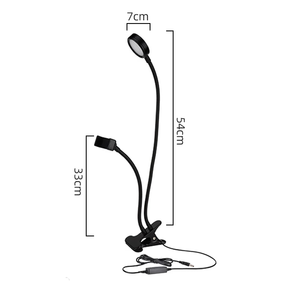 DC5V USB LED Desk Lamps Dimmable LED Selfie Beauty Lamps Flexible USB Mirror Lighting 10W 12W Reading Lamp for Tik Tok Live Show