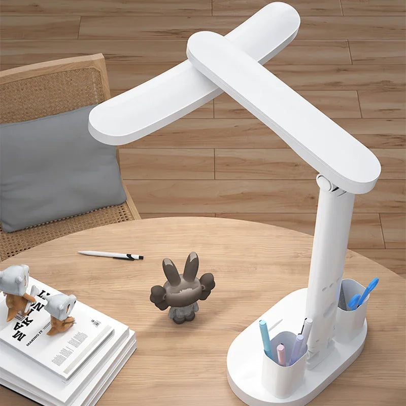 Clock LED Table Lamp USB Chargeable Dimmable Desk Lights Foldable Eye Protection Desktop Study Desk Reading Night Light Lamps