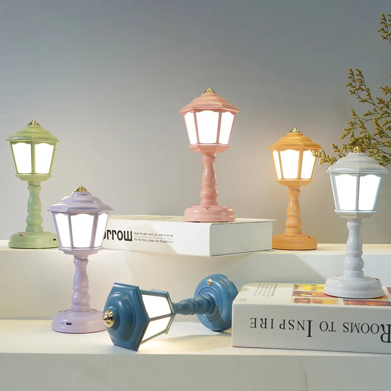 Led Desk Lamps Mini Retro Night Light Touch Room Decor USB Rechargeable Nightlight Eye Protection Bedside Reading Lamp