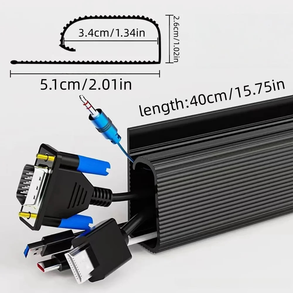 1PC 40Cmx5.1Cm Under-Desk Cable Organizer - Self-Adhesive Cable Raceway, Home & Office Cable No Drilling under Desk Solution