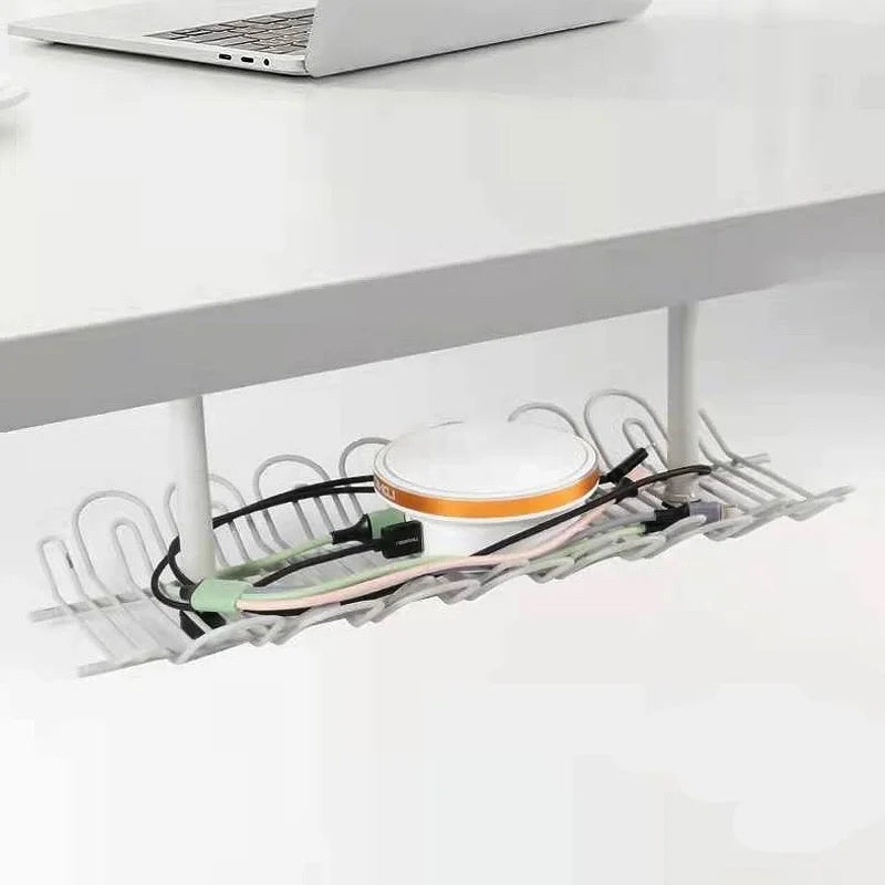 Desk Cable Management Tray under Table Socket Hang Holder Power Strip Storage Rack for Offices Living Room Wire Cord Organizer