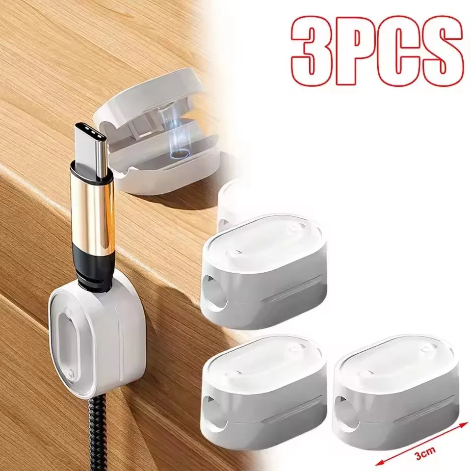 Magnetic Cable Clips Cable Smooth Adjustable Cord Holder under Desk Cable Management Wire Keeper Cable Organizer ﻿