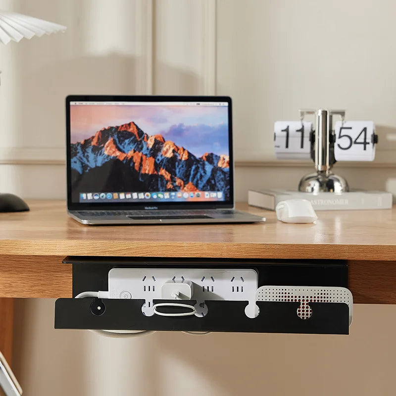 Under-Desk Cable Management Tray, Home & Office Desk Cable Organizers for Sockets, Hubs, Power Strips