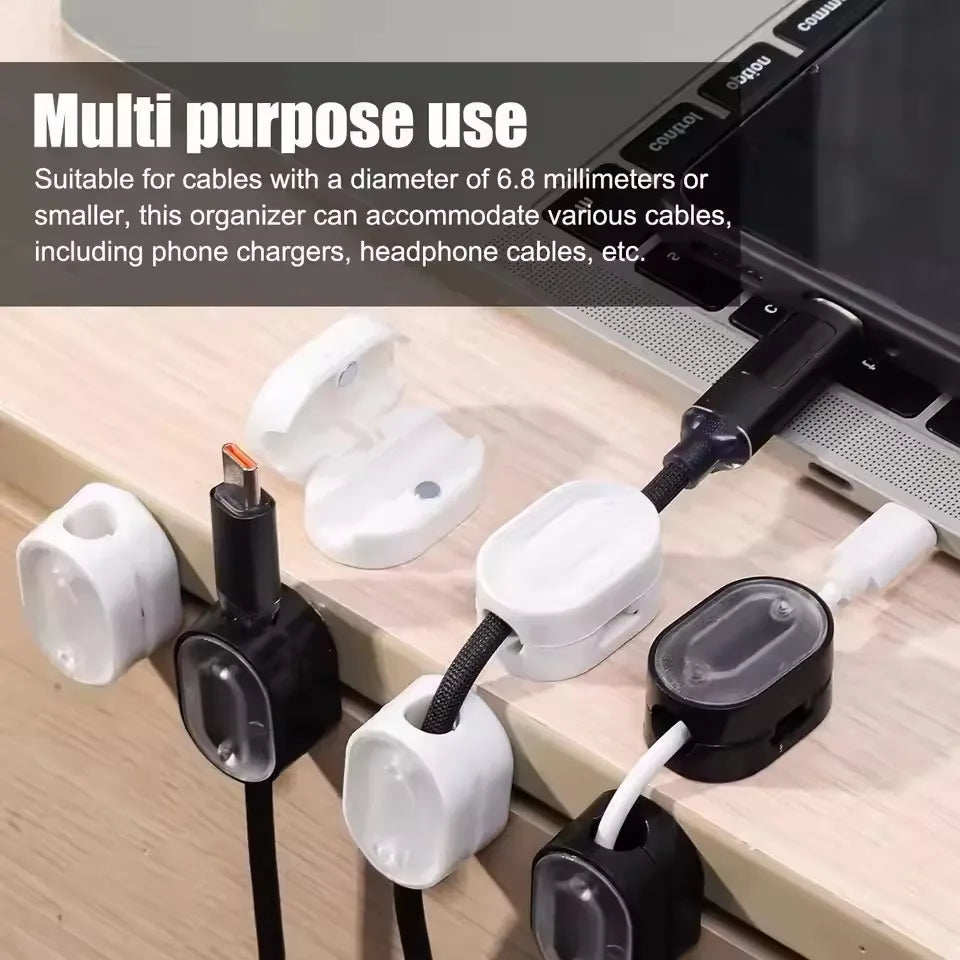 Magnetic Cable Clips Cable Smooth Adjustable Cord Holder under Desk Cable Management Wire Keeper Cable Organizer ﻿
