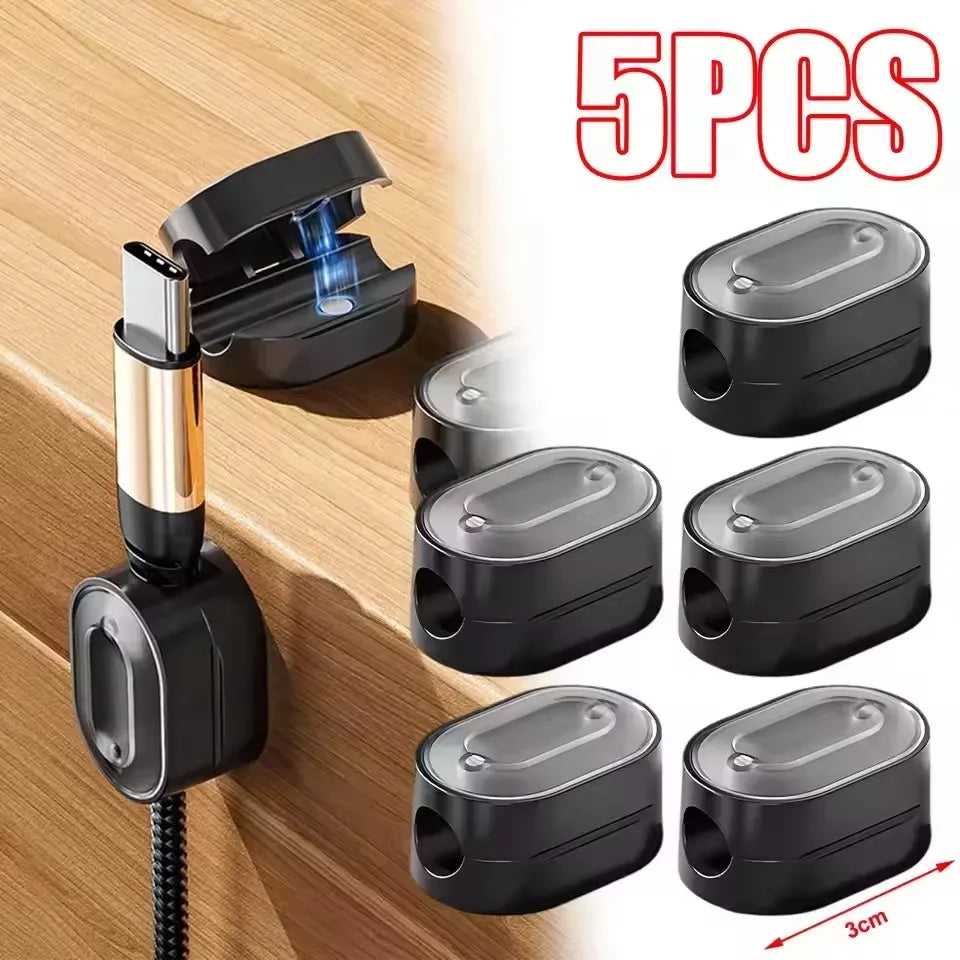 Magnetic Cable Clips Cable Smooth Adjustable Cord Holder under Desk Cable Management Wire Keeper Cable Organizer ﻿