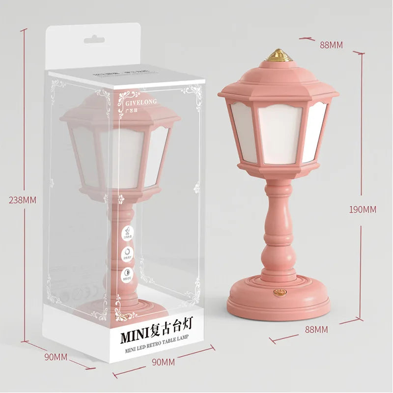 Led Desk Lamps Mini Retro Night Light Touch Room Decor USB Rechargeable Nightlight Eye Protection Bedside Reading Lamp