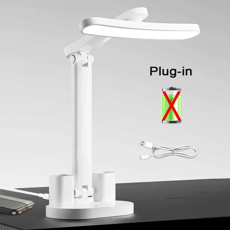Clock LED Table Lamp USB Chargeable Dimmable Desk Lights Foldable Eye Protection Desktop Study Desk Reading Night Light Lamps