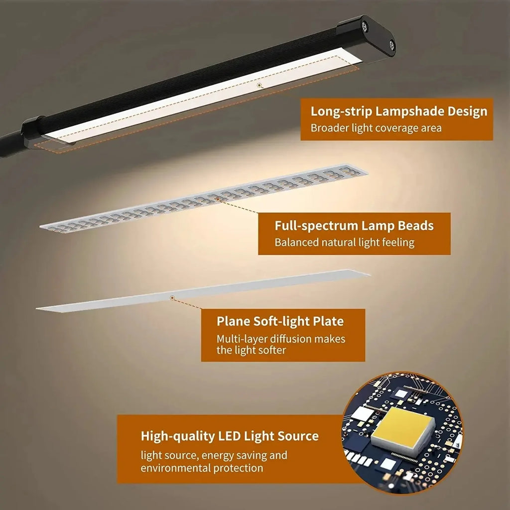 10W LED Desk Lamp with Clamp Dimmable Clip on Reading Light 10 Brightness Level 3 Lighting Modes Flexible Study Table Lamp USB
