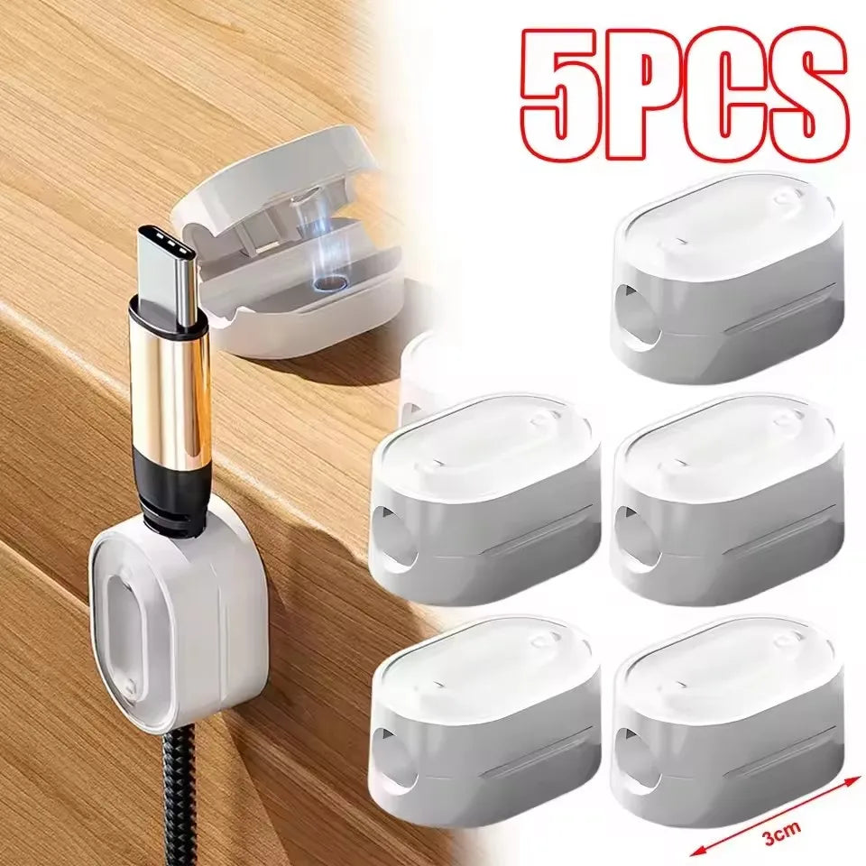 Magnetic Cable Clips Cable Smooth Adjustable Cord Holder under Desk Cable Management Wire Keeper Cable Organizer ﻿