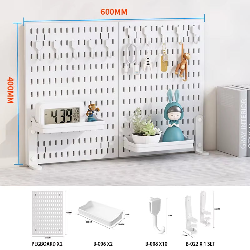 Office Desk Pegboard – Stand or Clamp Mount Options, Reusable Storage Rack Organizes Files, Tools & Stationery